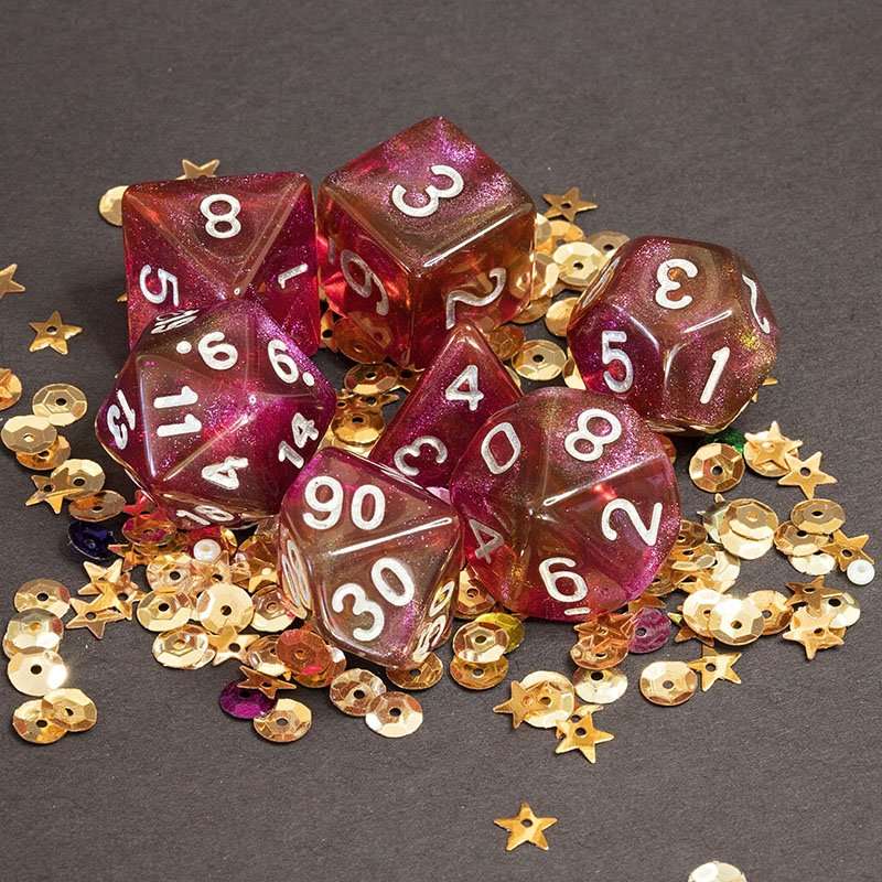 Sage's Shards - Pink/Purple/Orange Glitter Polyhedral Dice Set image 11
