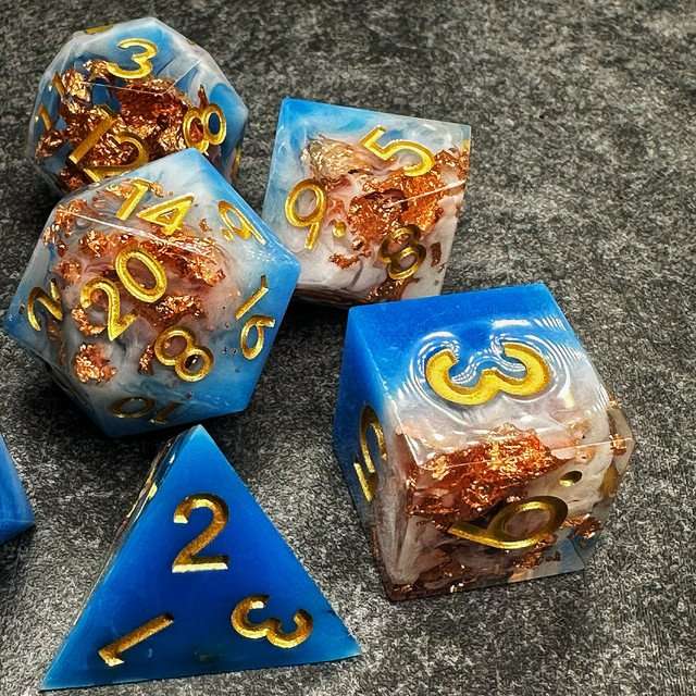 Sage's Geomancy Blue/White Sharp Edge Resin Dice Set image 8