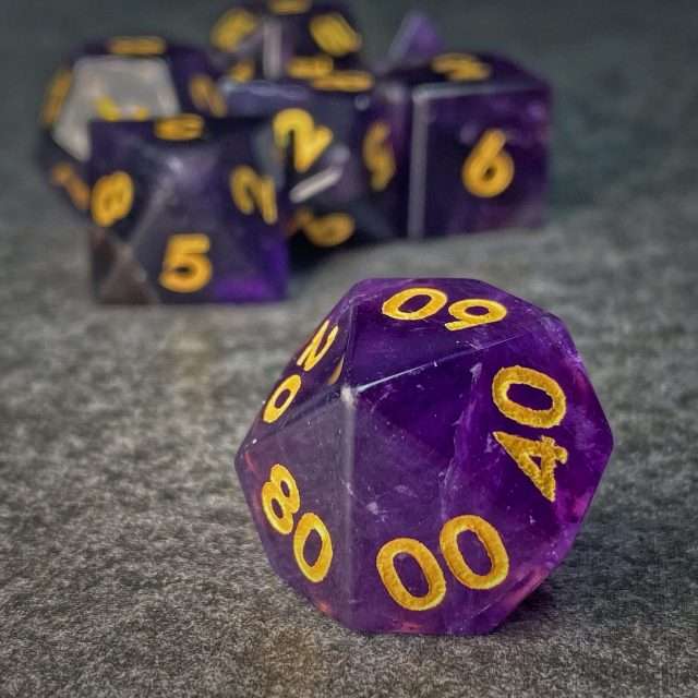 Sage's Treasures - Captured Nebula Amethyst Gemstone Polyhedral Dice Set image 3