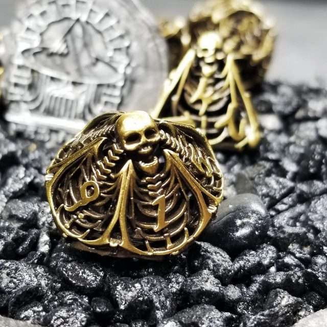 Sage's Macabre Bone Trinket Bronze Hollow Metal Polyhedral Dice Set image 3