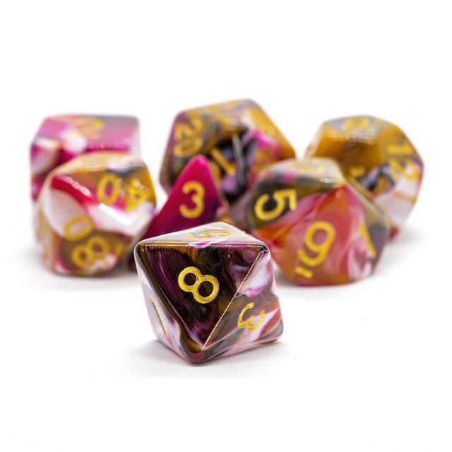 Sage's Stones - Red/Brown/White/Black Gold Ink Acrylic Polyhedral Dice Set image 13
