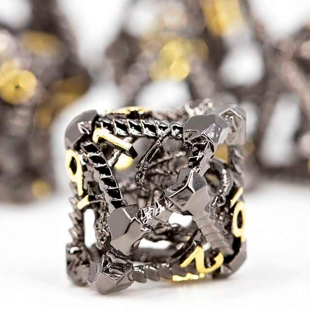 Sage's Draconic Prison Midnight Cage Hollow Metal Dice Set image 4