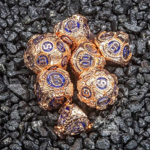 Sage's Artificer's Core Cobalt Essence Metal Polyhedral Dice Set image 9