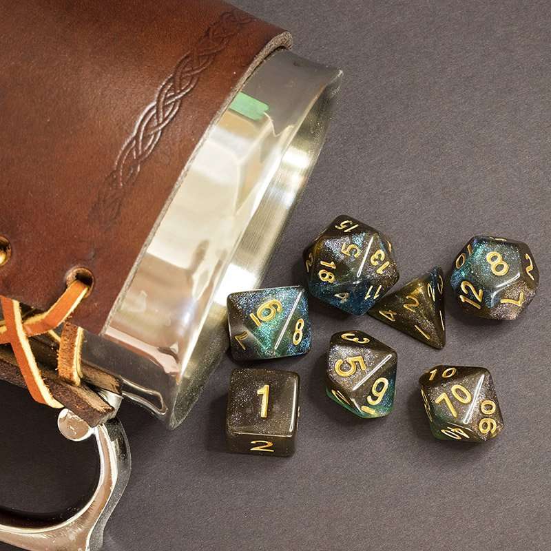Sage's Shards - Blue/Green/Cola Glitter Polyhedral Dice Set image 14