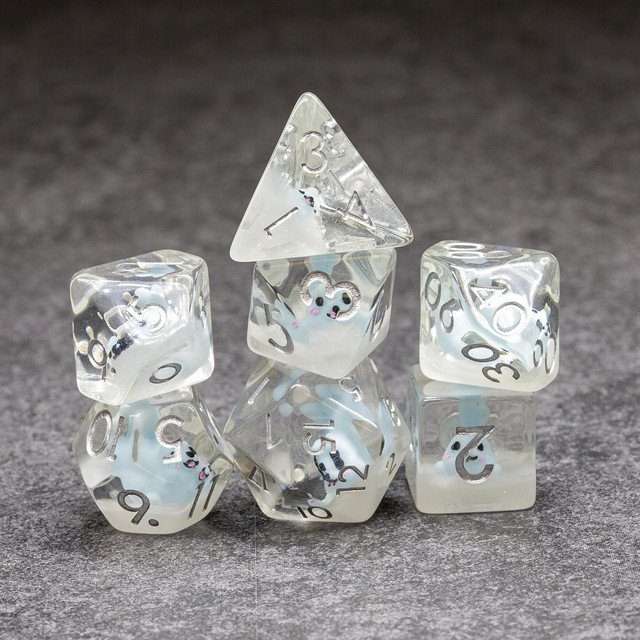 Sage's Baby Blue Seal Familiar Resin Polyhedral Dice Set image 11