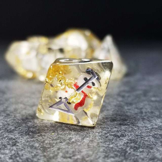 Sage's Familiars - Snowman Resin Silver Ink Polyhedral Dice Set image 24