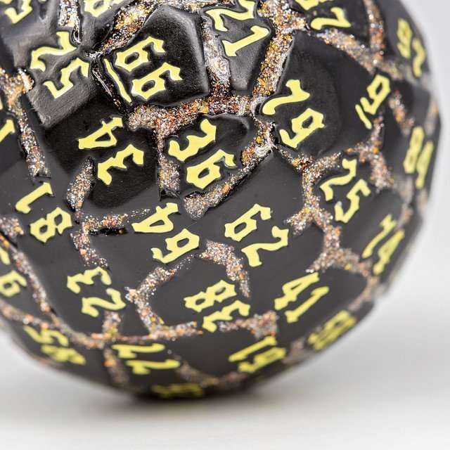 Sage’s Warp Stones Yellow Sun d100 Metal Dice image 1