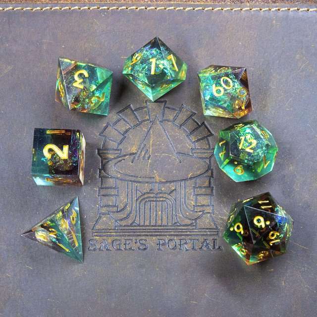 Sage's Crystals - Autumn Sharp Edge Resin Polyhedral Dice Set image 8