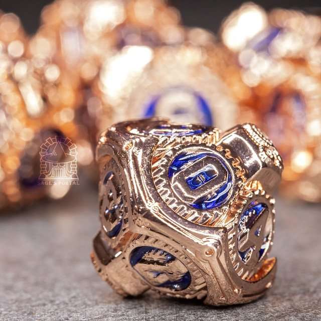 Sage's Artificer's Core Cobalt Essence Metal Polyhedral Dice Set image 2