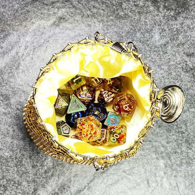 Sage’s Gala Purse – Gold Metallic Scale Gate-top Dice Bag image 4