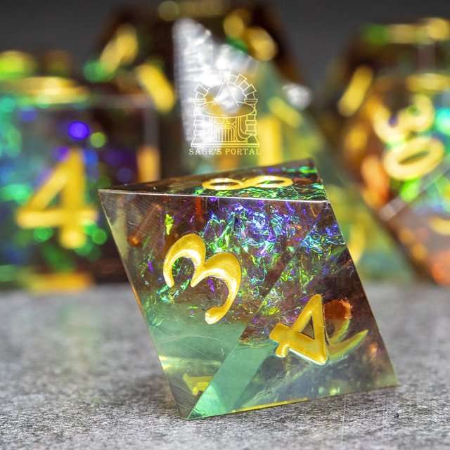 Sage's Crystals - Sylvan Sharp Edge Resin Polyhedral Dice Set image 5