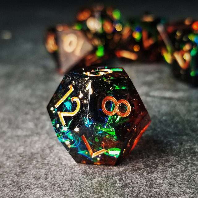 Sage's Enchanted Crystals Cola/Green/Blue Sharp Edge Resin Dice Set image 31
