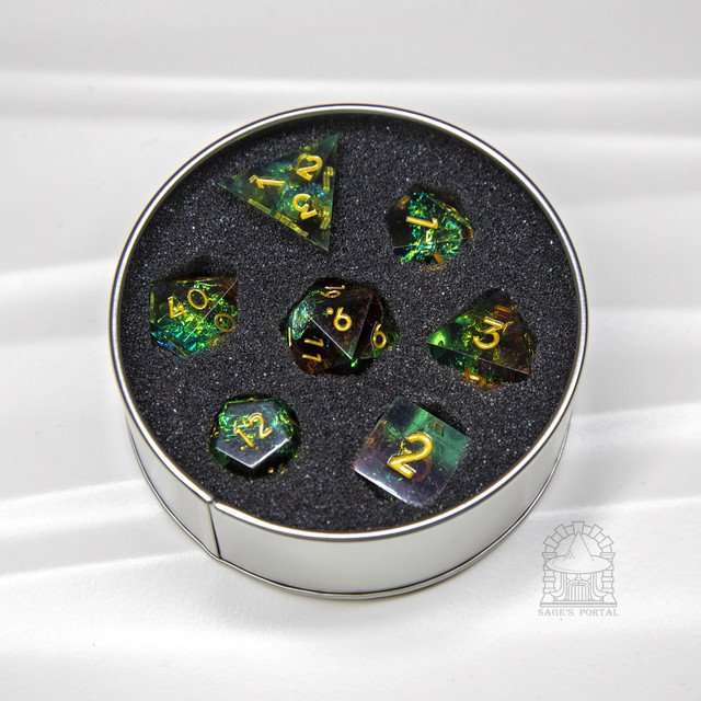 Sage's Crystals - Autumn Sharp Edge Resin Polyhedral Dice Set image 9