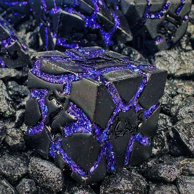 Sage's Warp Stones Black Hole Metal Polyhedral Dice Set image 5