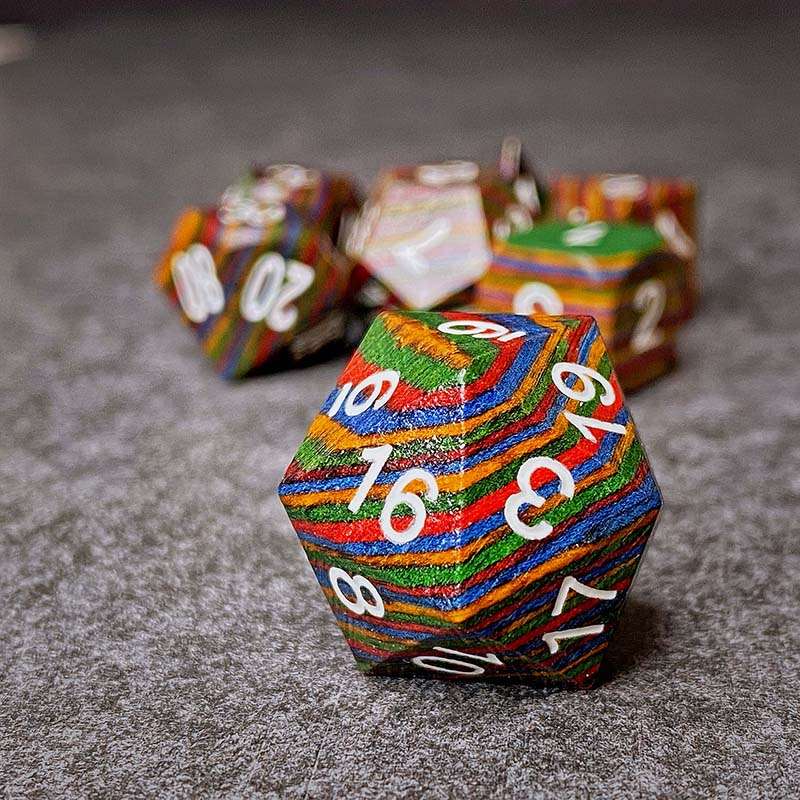 Sage's Trees - Rainbow Technical Wood Polyhedral Dice Set image 1