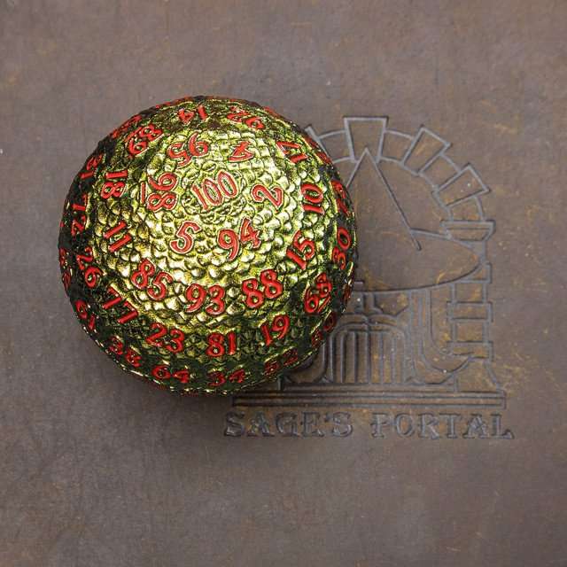 Sage’s Dragon Egg Green/Yellow d100 Metal Dice image 2