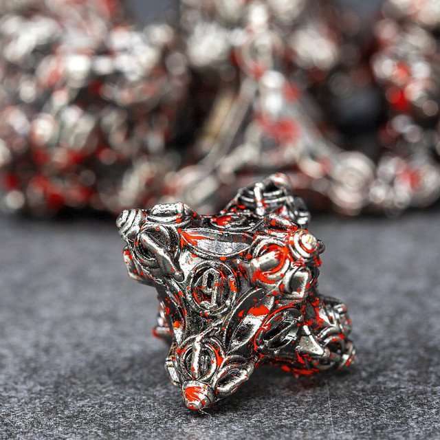Sage’s Finials Silver Carnage Metal Polyhedral Dice Set image 6