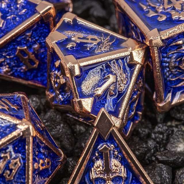 Sage's Grave Fortune Cobalt Death Metal Polyhedral Dice Set image 15