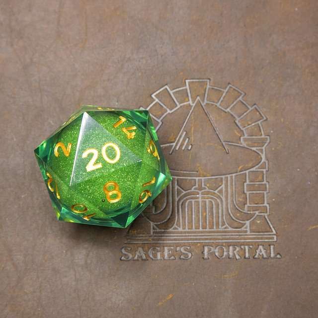 Sage's Spirits - 33mm Nature Spirit Liquid-Core D20 Sharp Edge Resin Dice image 1