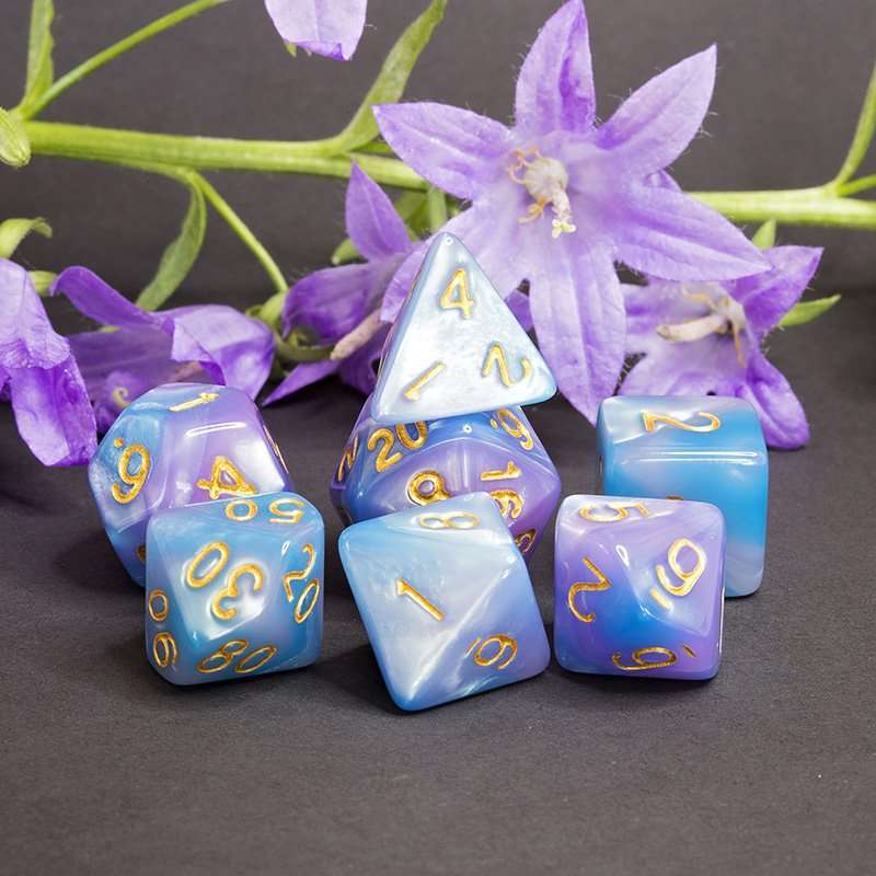Sage's Stones - Purple/Blue Gold Ink Acrylic Polyhedral Dice Set image 10