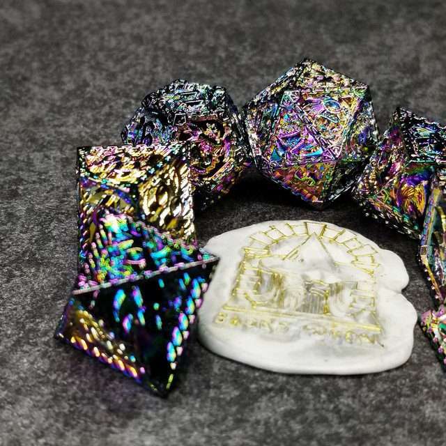 Sage's Dragonstones - Mystic Wyvern Rainbow Metal Polyhedral Dice Set image 9