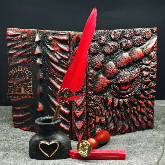 Eye of the Red Dragon Notebook Gift Set | Handmade Notebook for TTRPG, Sketchbook, Diary image 3