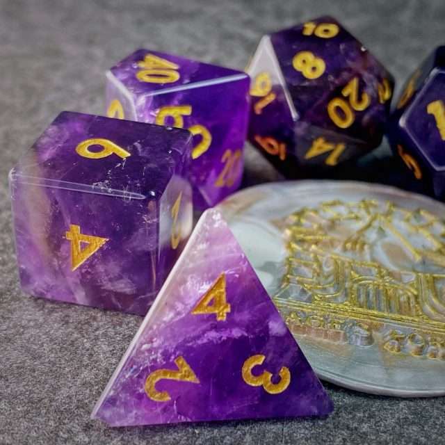 Sage's Treasures - Captured Nebula Amethyst Gemstone Polyhedral Dice Set image 8