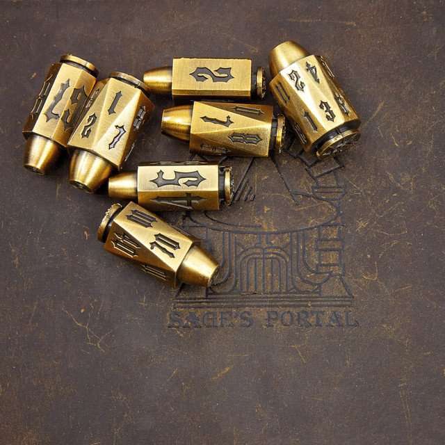 Sage's Holy Revolver Bronze Bullets Metal Dice Set image 12