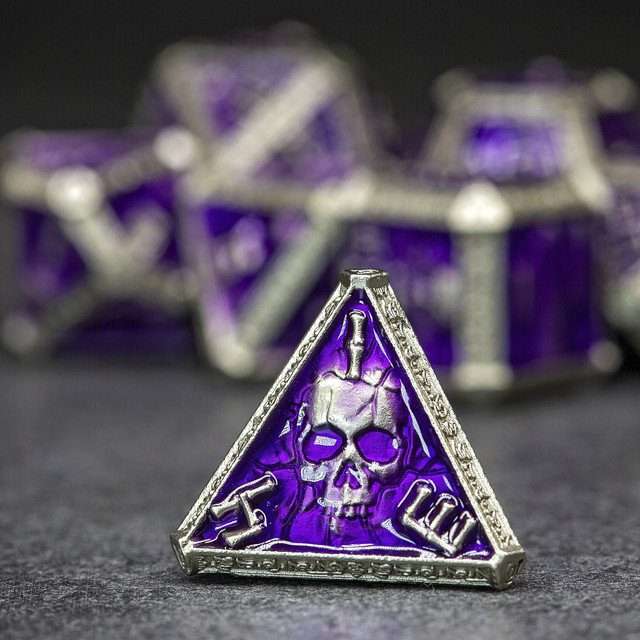 Sage's Lich's Phylactery Purple/Silver Metal Polyhedral Dice Set image 10