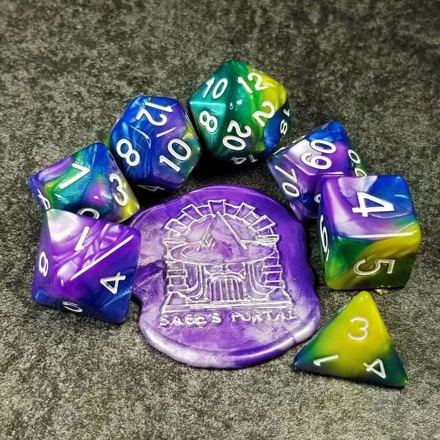 Sage's Stones - Purp/Blue/Green/Yellow Acrylic Polyhedral Dice Set image 17