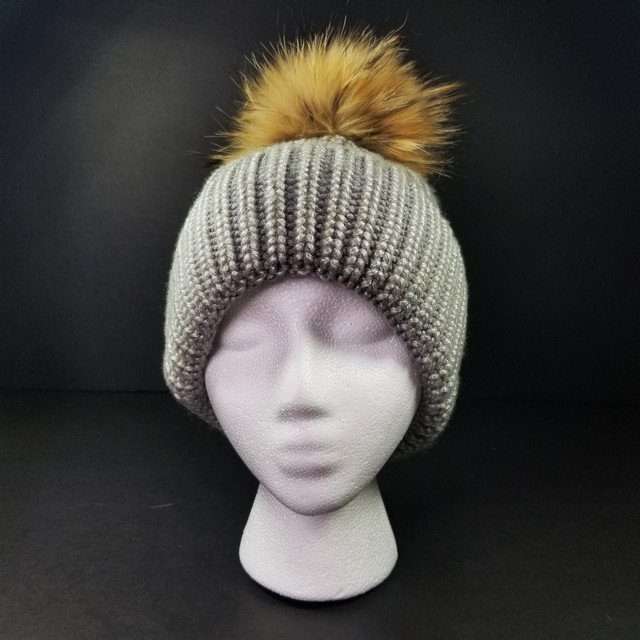 Sage’s Cap – Grey Knit Beanie with Raccoon Pompom image 16