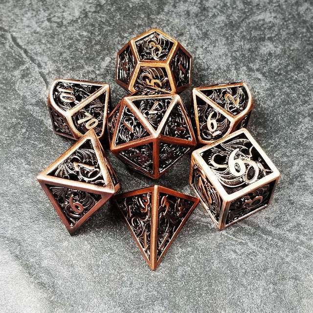 Sage's Dragonstones - Elder Dragon Copper Hollow Metal Polyhedral Dice Set image 25