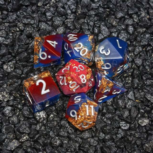 Sage's Geomancy Red/Blue Sharp Edge Resin Dice Set image 10