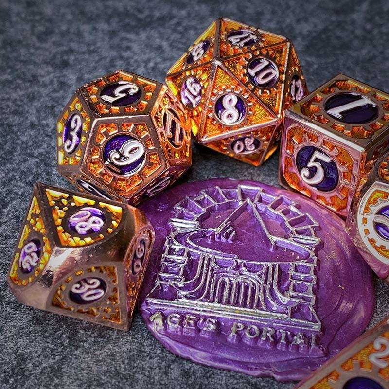 Sage's Gnomish Trinkets - Copper Gears Metal Polyhedral Dice Set image 10