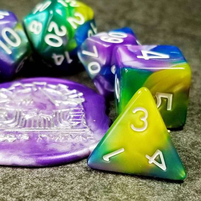 Sage's Stones - Purp/Blue/Green/Yellow Acrylic Polyhedral Dice Set image 13