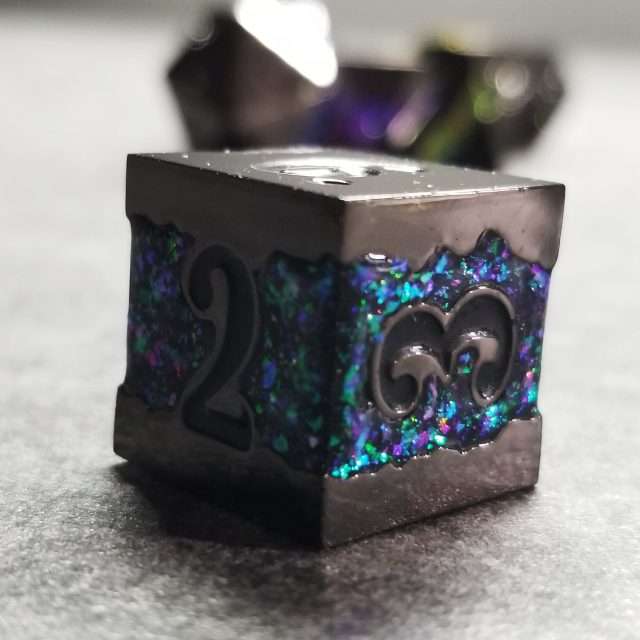 Sage's Rift Stones - Gloss Black/Rainbow Metal Polyhedral Dice Set image 7