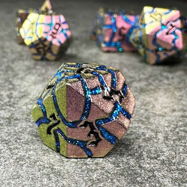 Sage's Warp Stones Blue Ring Nebula Metal Polyhedral Dice Set image 6