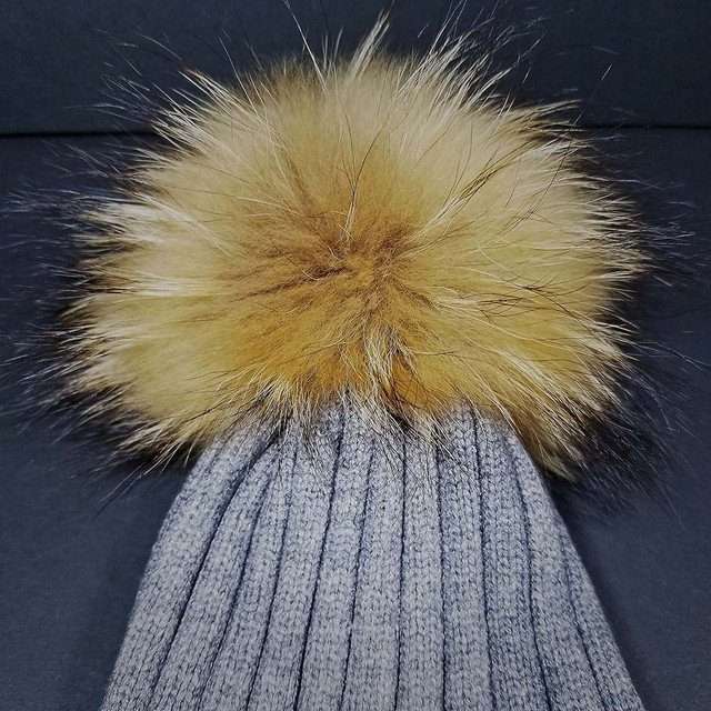 Sage’s Cap – Gray Wool Beanie with Raccoon Pompom image 5