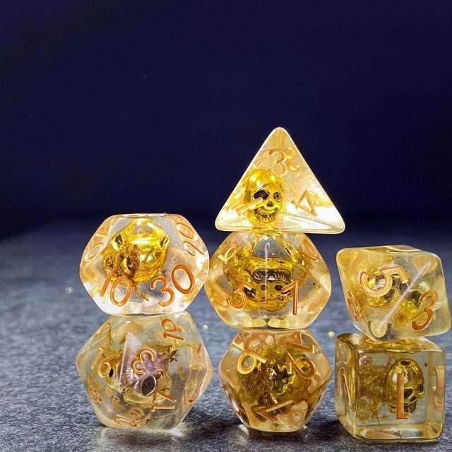 Sage's Familiars - Golden Skull Familiar Resin Polyhedral Dice Set image 27