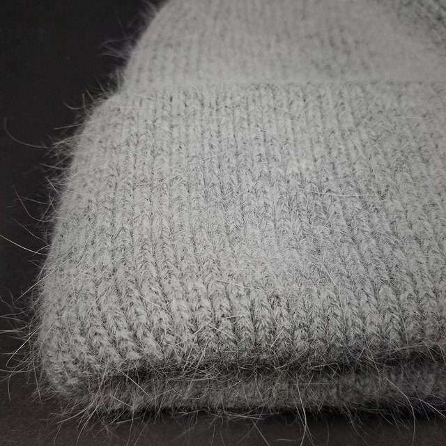 Sage’s Cap – Gray Angora Rabbit Fur Viscose Beanie image 1