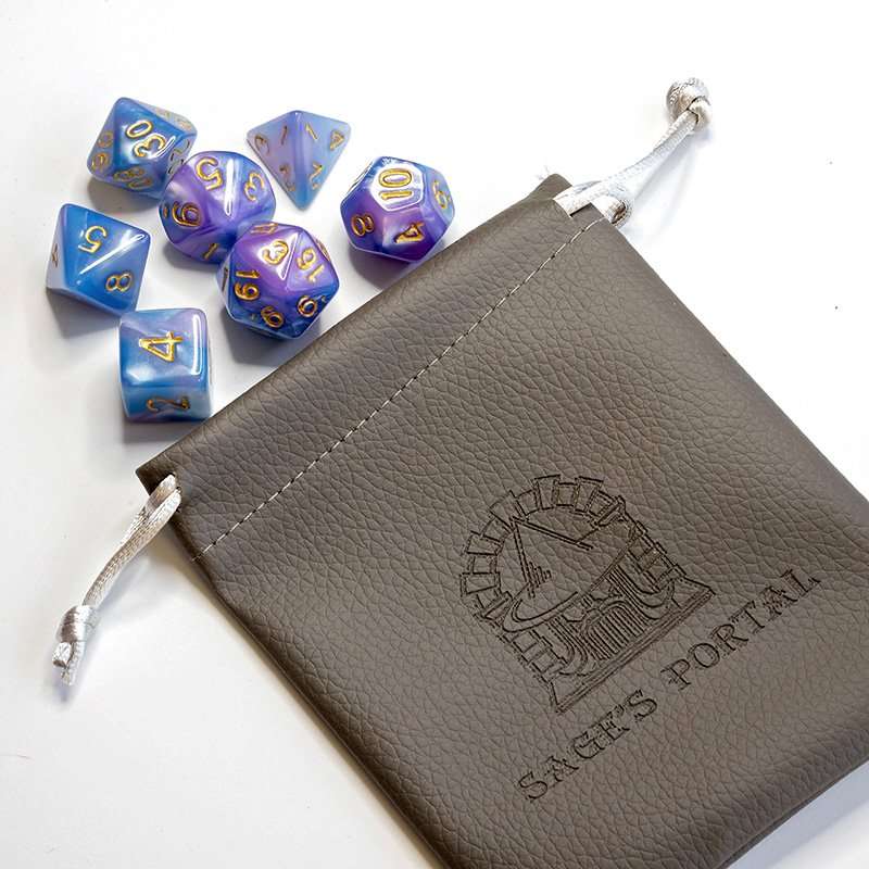 Sage's Stones - Purple/Blue Gold Ink Acrylic Polyhedral Dice Set image 14