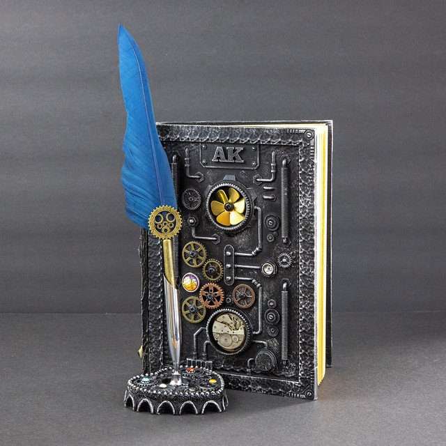 Sage's Gnomish Silver Notebook Gift Set | Handmade Notebook for TTRPG, Sketchbook, Diary image 5