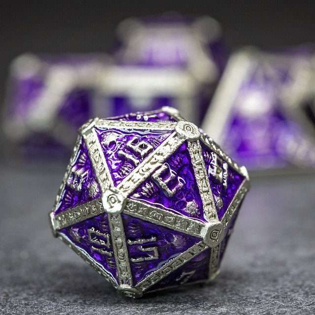 Sage's Lich's Phylactery Purple/Silver Metal Polyhedral Dice Set image 4