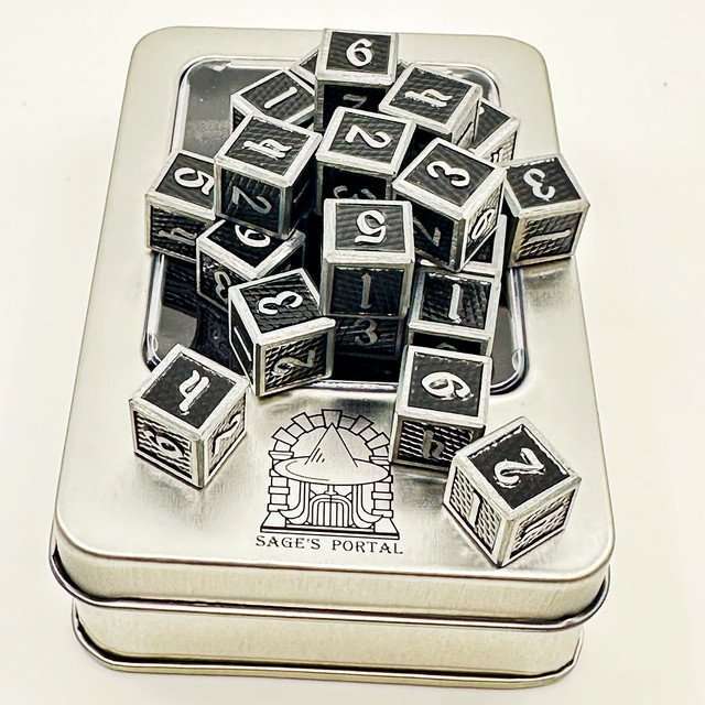 Sage's Wyrmlings Black Scales Metal d6 Dice 24 Piece Set image 8