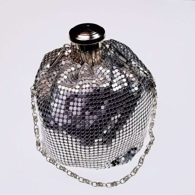 Sage’s Gala Purse – Silver Metallic Scale Gate-top Dice Bag image 5