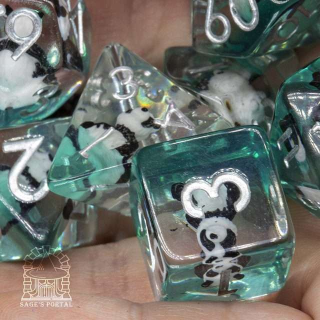 Sage's Baby Panda Familiar Resin Polyhedral Dice Set image 1