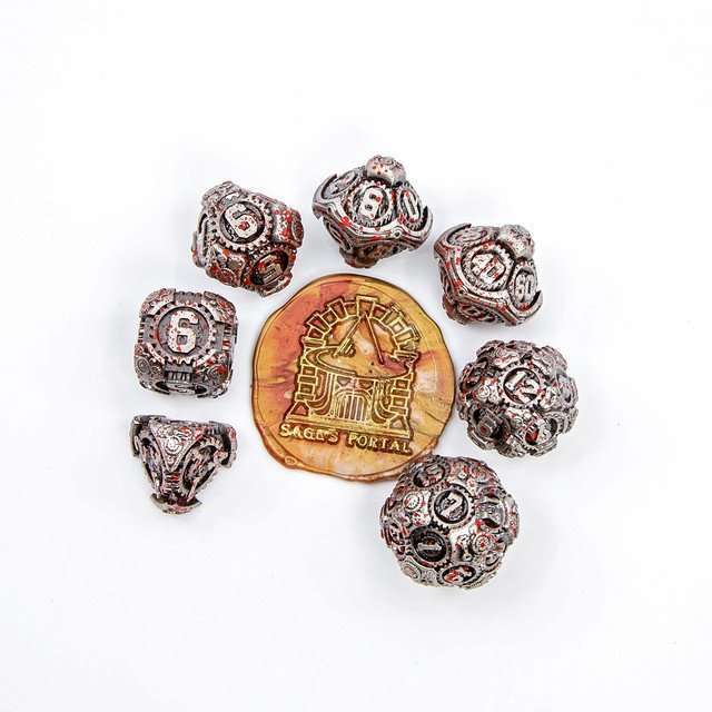 Sage's Artificer's Core Battlefield Essence Metal Polyhedral Dice Set image 12