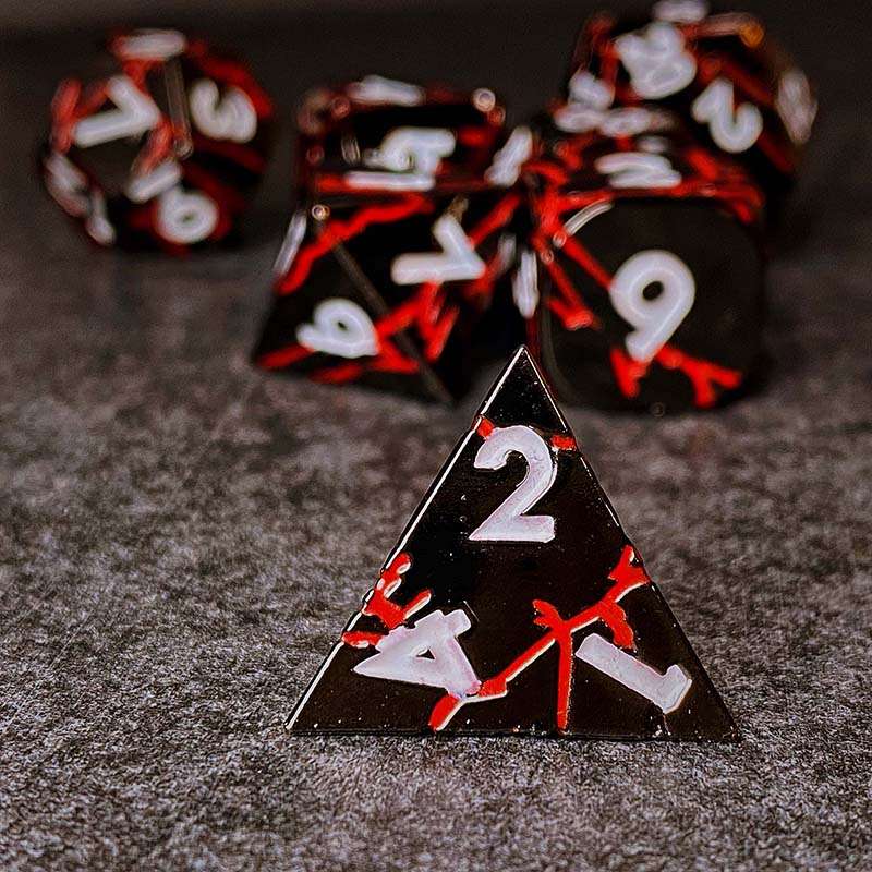 Sage's Relics of Antiquity - Dark Silver Red Metal Polyhedral Dice Set image 8