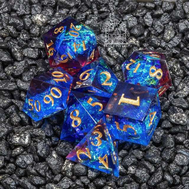 Sage's Crystals - Thermal Flame Sharp Edge Resin Polyhedral Dice Set image 7