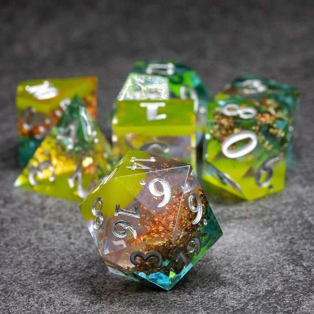 Sage's Enchanted Crystals Dreams - Sharp Edge Resin Polyhedral Dice Set image 1